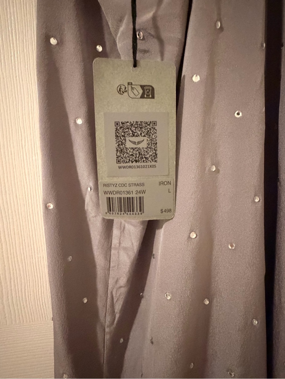 Zadig & Voltaire Grey Sheer Slip 100% Silk Midi Dress with Bead Detail - Picture 5 of 7